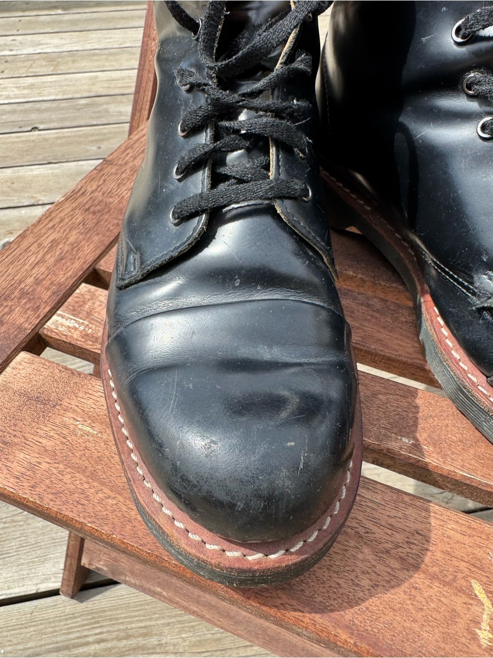 Vintage Dr. Martens 8-Eye Black Leather Cap Toe Boots | Men’s - Picture 5 of 9